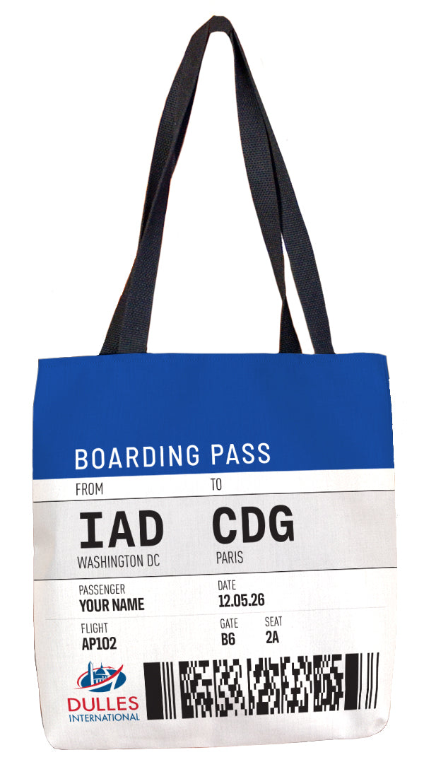 IAD Personalized Boarding Pass Tote Bag