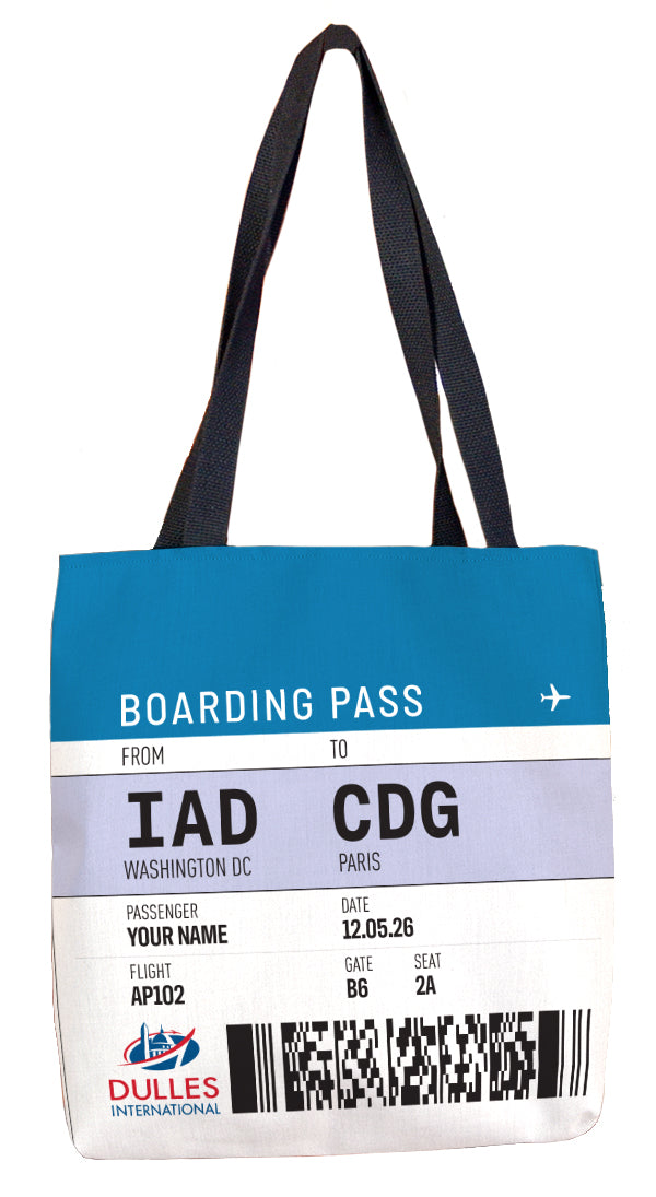 IAD Personalized Boarding Pass Tote Bag