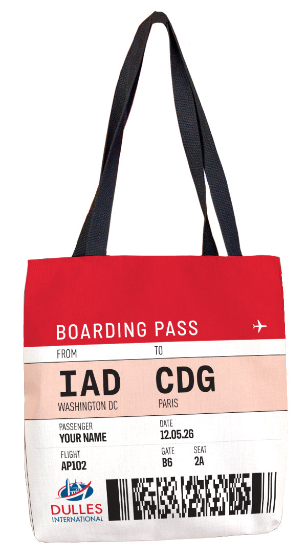 IAD Personalized Boarding Pass Tote Bag